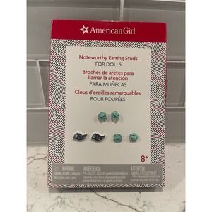 American Girl Noteworthy Earring Studs for Dolls Teal Flower Songbird